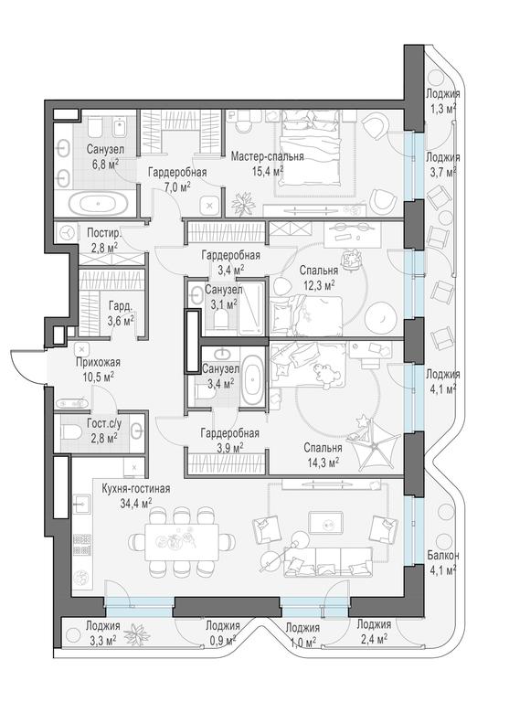 3-BD Apartment Sale, 134.8 sq. m. at Foriver, Simonovskaya Embankment, 3к1, Moscow, Russia #1 3-BD Apartment Sale, 134.8 sq. m. at Foriver, Simonovskaya Embankment, 3к1, Moscow, Russia #1