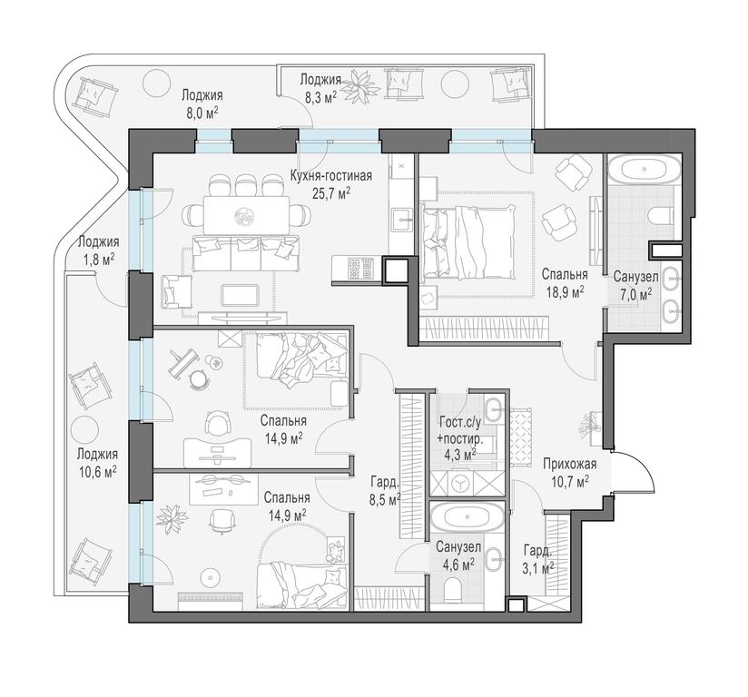 2-BD Apartment Sale, 127平方米 at Foriver, Simonovskaya Embankment, 3к1, Moscow, Russia #1 2-BD Apartment Sale, 127平方米 at Foriver, Simonovskaya Embankment, 3к1, Moscow, Russia #1