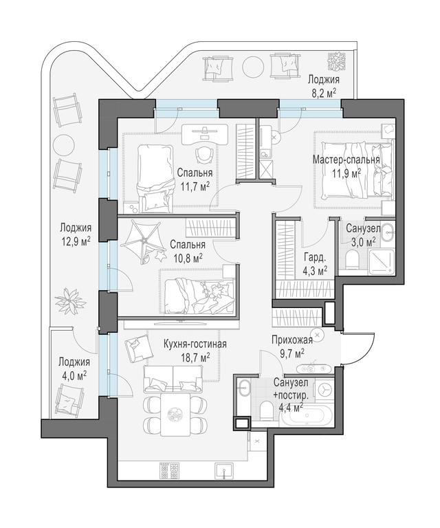 2-BD Apartment Sale, 87.6 sq. m. at Foriver, Simonovskaya Embankment, 3к1, Moscow, Russia #1 2-BD Apartment Sale, 87.6 sq. m. at Foriver, Simonovskaya Embankment, 3к1, Moscow, Russia #1