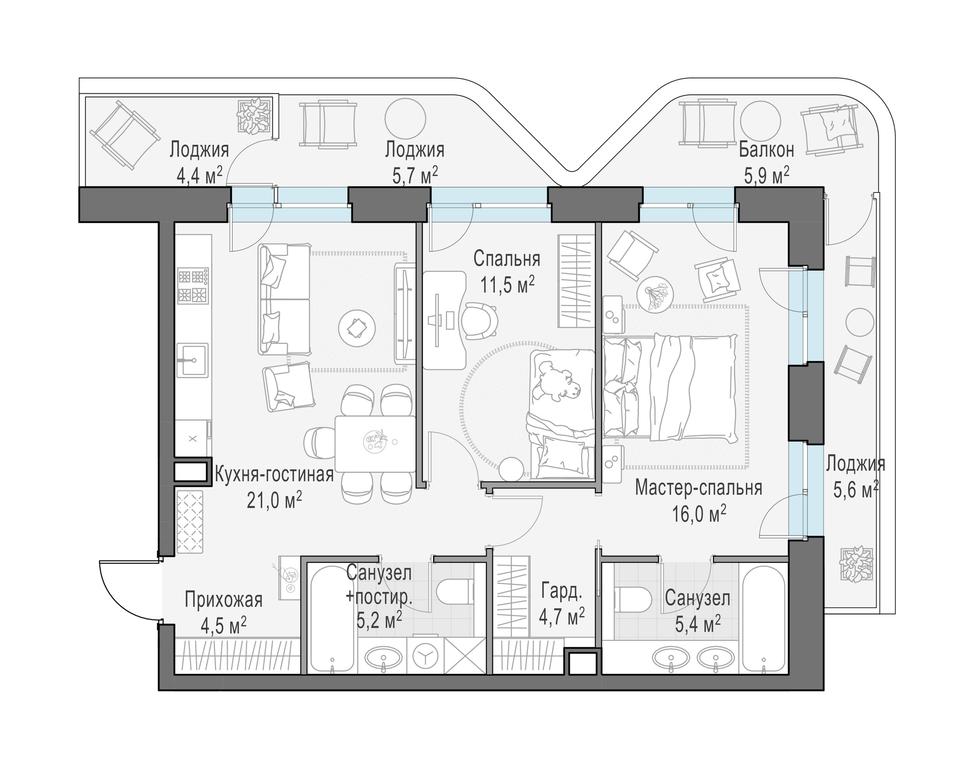 1-BD Apartment Sale, 78.2 sq. m. at Foriver, Simonovskaya Embankment, 3к1, Moscow, Russia #1 1-BD Apartment Sale, 78.2 sq. m. at Foriver, Simonovskaya Embankment, 3к1, Moscow, Russia #1