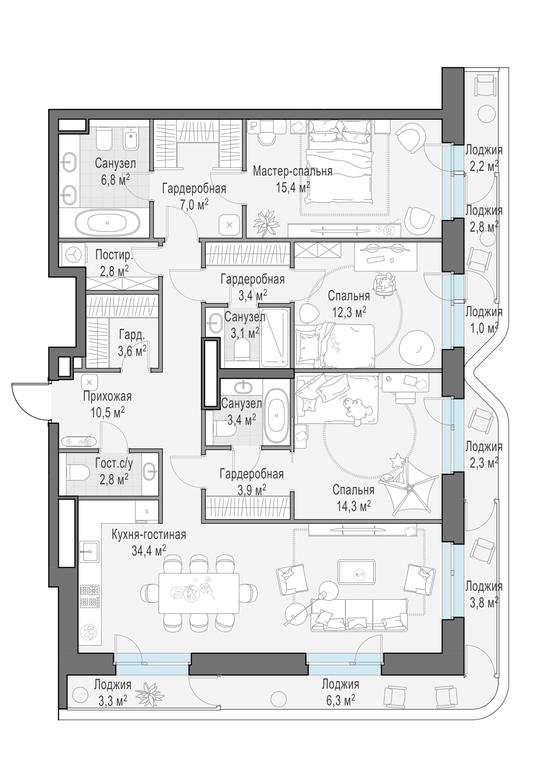 3-BD Apartment Sale, 136.1 sq. m. at Foriver, Simonovskaya Embankment, 3к1, Moscow, Russia #1 3-BD Apartment Sale, 136.1 sq. m. at Foriver, Simonovskaya Embankment, 3к1, Moscow, Russia #1