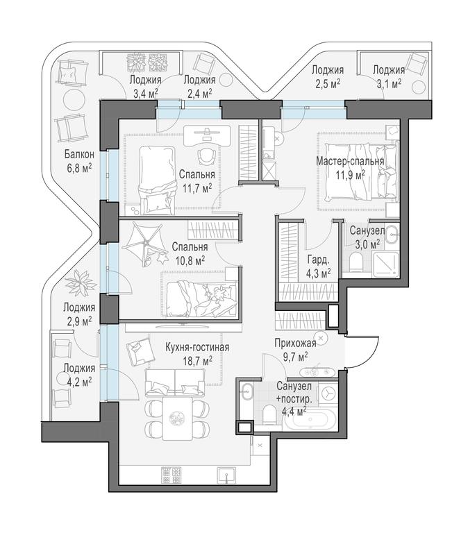 2-BD Apartment Sale, 86.3 sq. m. at Foriver, Simonovskaya Embankment, 3к1, Moscow, Russia #1 2-BD Apartment Sale, 86.3 sq. m. at Foriver, Simonovskaya Embankment, 3к1, Moscow, Russia #1