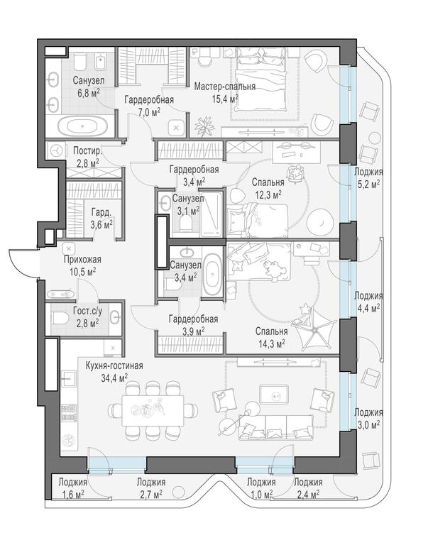 3-BD Apartment Sale, 135.2 sq. m. at Foriver, Simonovskaya Embankment, 3к1, Moscow, Russia #1 3-BD Apartment Sale, 135.2 sq. m. at Foriver, Simonovskaya Embankment, 3к1, Moscow, Russia #1