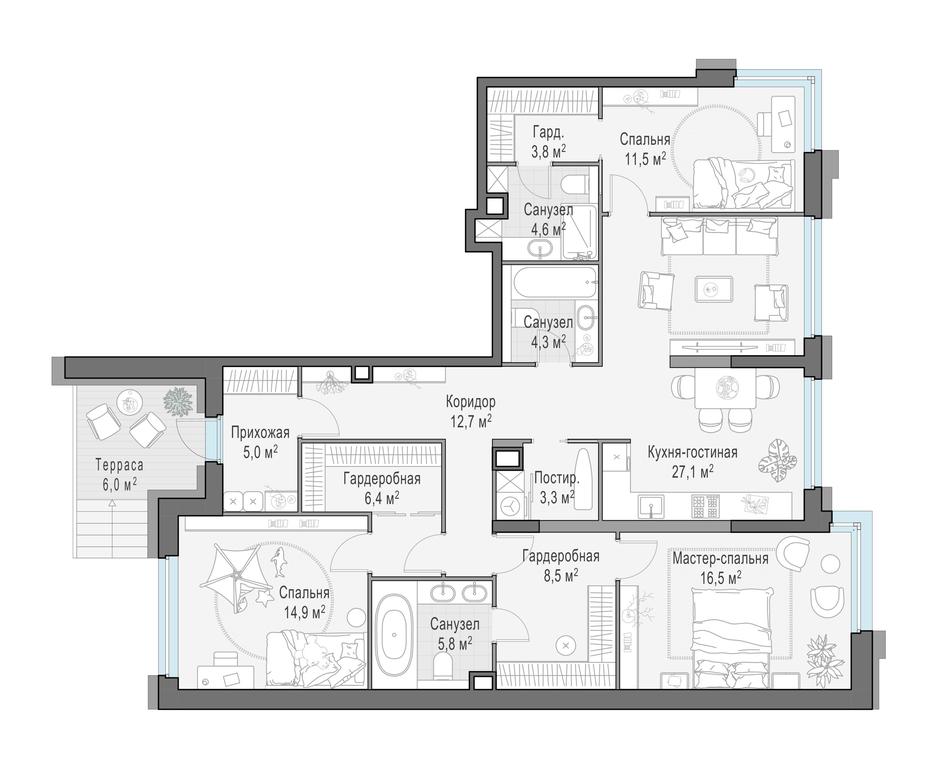 2-BD Apartment Sale, 127.8平方米 at Foriver, Simonovskaya Embankment, 3к1, Moscow, Russia #1 2-BD Apartment Sale, 127.8平方米 at Foriver, Simonovskaya Embankment, 3к1, Moscow, Russia #1