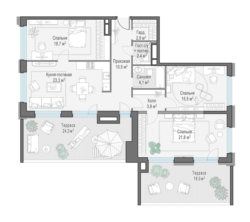 2-BD Apartment Sale, 118.2平方米 at Foriver, Simonovskaya Embankment, 3к1, Moscow, Russia #1 2-BD Apartment Sale, 118.2平方米 at Foriver, Simonovskaya Embankment, 3к1, Moscow, Russia #1