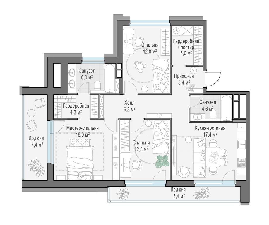 2-BD Apartment Sale, 99.2 sq. m. at Foriver, Simonovskaya Embankment, 3к1, Moscow, Russia #1 2-BD Apartment Sale, 99.2 sq. m. at Foriver, Simonovskaya Embankment, 3к1, Moscow, Russia #1