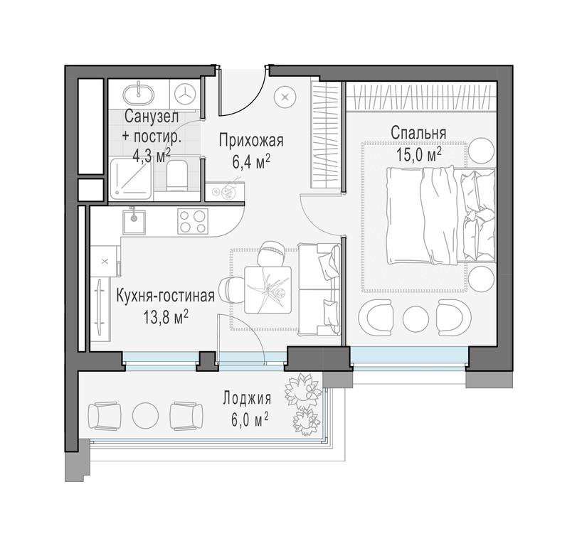 1-BD Apartment Sale, 43.3 sq. m. at Foriver, Simonovskaya Embankment, 3к1, Moscow, Russia #1 1-BD Apartment Sale, 43.3 sq. m. at Foriver, Simonovskaya Embankment, 3к1, Moscow, Russia #1