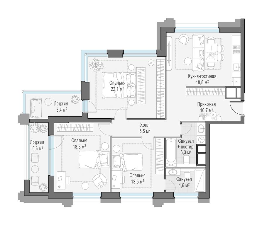 2-BD Apartment Sale, 108 sq. m. at Foriver, Simonovskaya Embankment, 3к1, Moscow, Russia #1 2-BD Apartment Sale, 108 sq. m. at Foriver, Simonovskaya Embankment, 3к1, Moscow, Russia #1