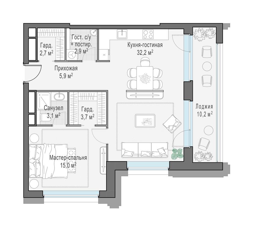 1-BD Apartment Sale, 71.7平方米 at Foriver, Simonovskaya Embankment, 3к1, Moscow, Russia #1 1-BD Apartment Sale, 71.7平方米 at Foriver, Simonovskaya Embankment, 3к1, Moscow, Russia #1