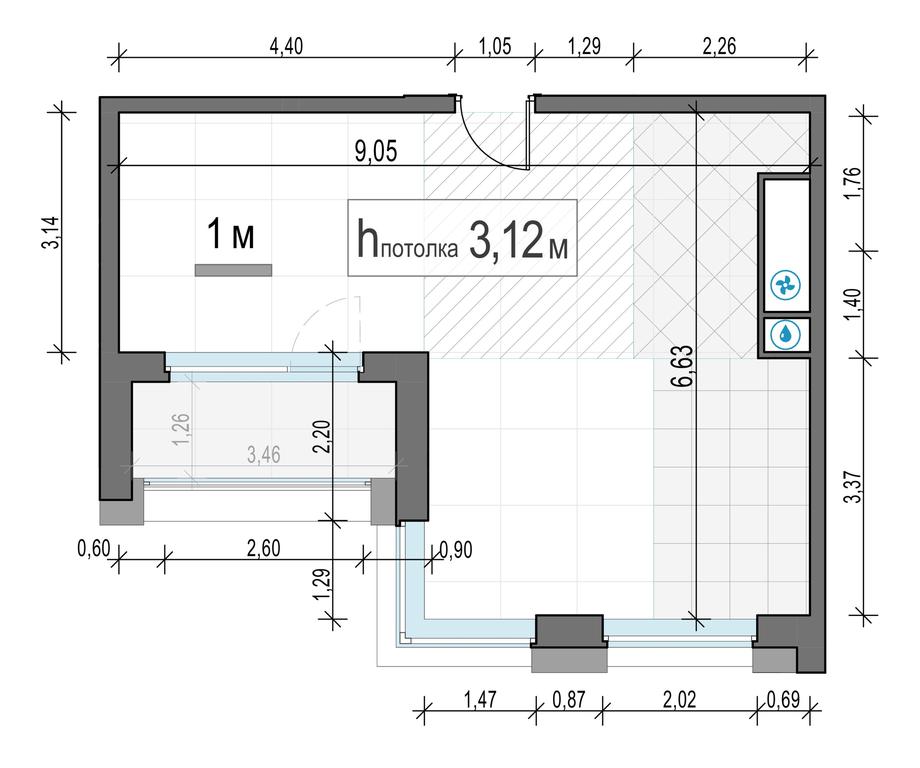 1-BD Apartment Sale, 46.5平方米 at Foriver, Simonovskaya Embankment, 3к1, Moscow, Russia #2