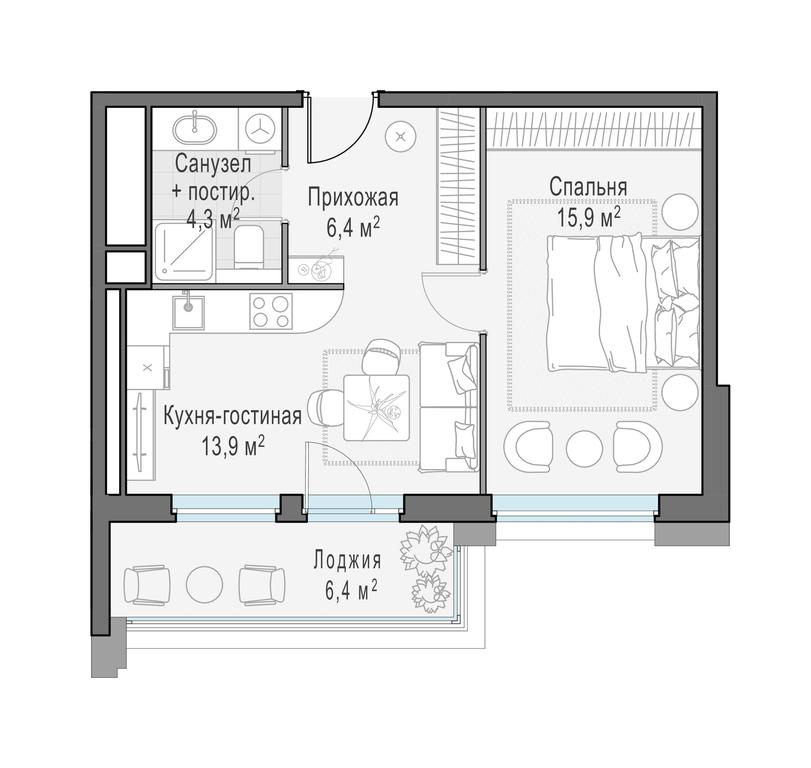 1-BD Apartment Sale, 44.3 sq. m. at Foriver, Simonovskaya Embankment, 3к1, Moscow, Russia #1 1-BD Apartment Sale, 44.3 sq. m. at Foriver, Simonovskaya Embankment, 3к1, Moscow, Russia #1