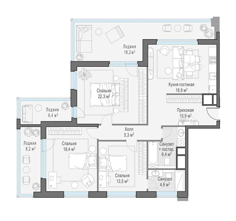 2-BD Apartment Sale, 119.6 sq. m. at Foriver, Simonovskaya Embankment, 3к1, Moscow, Russia #1