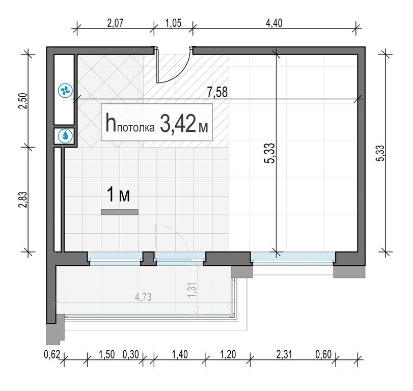 1-BD Apartment Sale, 44.7平方米 at Foriver, Simonovskaya Embankment, 3к1, Moscow, Russia #2 1-BD Apartment Sale, 44.7平方米 at Foriver, Simonovskaya Embankment, 3к1, Moscow, Russia #2