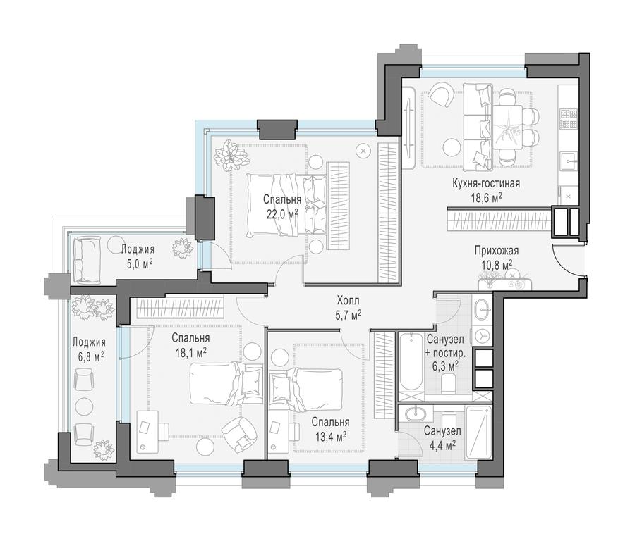 2-BD Apartment Sale, 107.5平方米 at Foriver, Simonovskaya Embankment, 3к1, Moscow, Russia #1 2-BD Apartment Sale, 107.5平方米 at Foriver, Simonovskaya Embankment, 3к1, Moscow, Russia #1