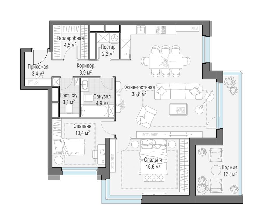 2-BD Apartment Sale, 96.5 sq. m. at Foriver, Simonovskaya Embankment, 3к1, Moscow, Russia #1 2-BD Apartment Sale, 96.5 sq. m. at Foriver, Simonovskaya Embankment, 3к1, Moscow, Russia #1