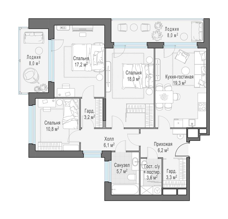 2-BD Apartment Sale, 101.4平方米 at Foriver, Simonovskaya Embankment, 3к1, Moscow, Russia #1 2-BD Apartment Sale, 101.4平方米 at Foriver, Simonovskaya Embankment, 3к1, Moscow, Russia #1