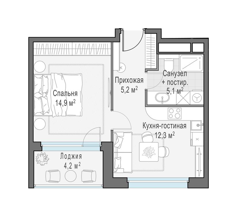 1-BD Apartment Sale, 40 sq. m. at Foriver, Simonovskaya Embankment, 3к1, Moscow, Russia #1 1-BD Apartment Sale, 40 sq. m. at Foriver, Simonovskaya Embankment, 3к1, Moscow, Russia #1