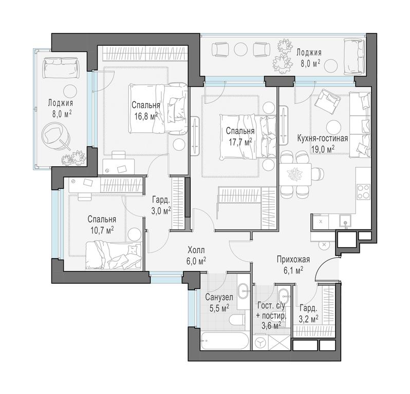 2-BD Apartment Sale, 100.8平方米 at Foriver, Simonovskaya Embankment, 3к1, Moscow, Russia #1 2-BD Apartment Sale, 100.8平方米 at Foriver, Simonovskaya Embankment, 3к1, Moscow, Russia #1