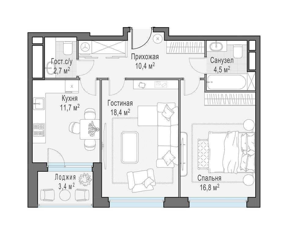 2-BD Apartment Sale, 66.2 sq. m. at Foriver, Simonovskaya Embankment, 3к1, Moscow, Russia #1 2-BD Apartment Sale, 66.2 sq. m. at Foriver, Simonovskaya Embankment, 3к1, Moscow, Russia #1
