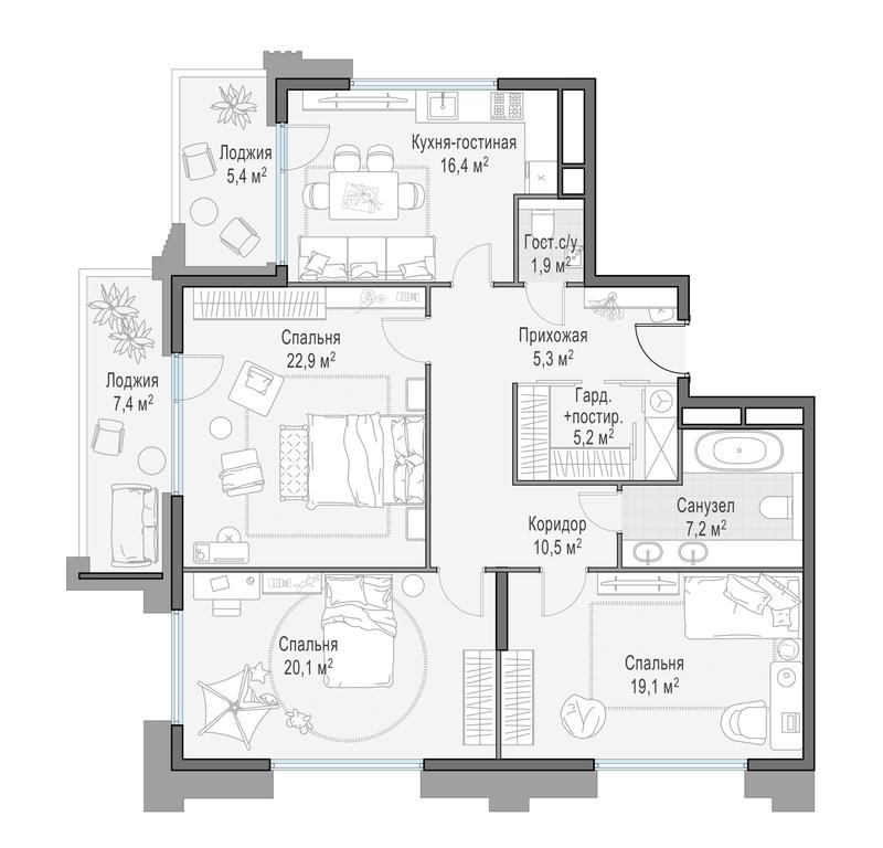 3-BD Apartment Sale, 115 sq. m. at Foriver, Simonovskaya Embankment, 3к1, Moscow, Russia #1 3-BD Apartment Sale, 115 sq. m. at Foriver, Simonovskaya Embankment, 3к1, Moscow, Russia #1