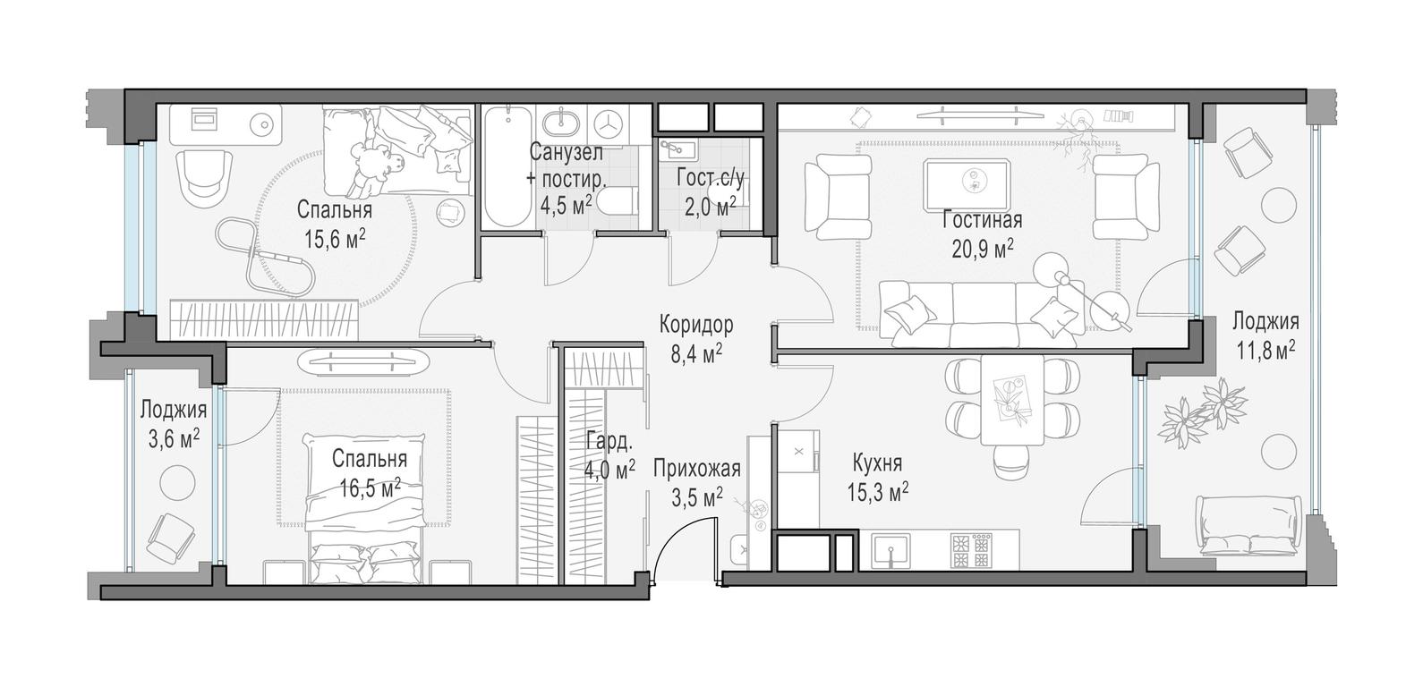 3-BD Apartment Sale, 98.4平方米 at Foriver, Simonovskaya Embankment, 3к1, Moscow, Russia #1 3-BD Apartment Sale, 98.4平方米 at Foriver, Simonovskaya Embankment, 3к1, Moscow, Russia #1
