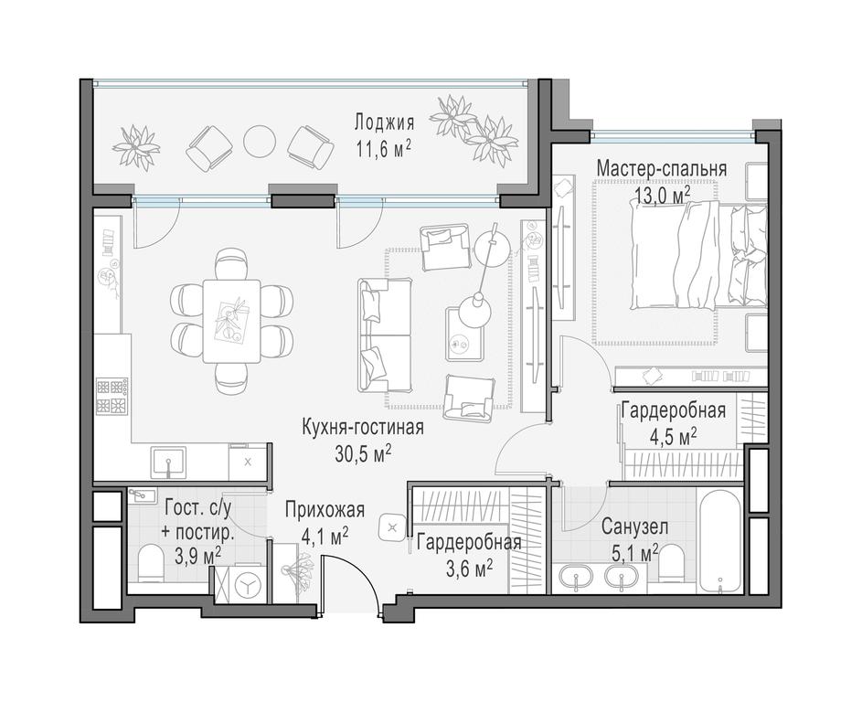 2-BD Apartment Sale, 71.9 sq. m. at Foriver, Simonovskaya Embankment, 3к1, Moscow, Russia #1 2-BD Apartment Sale, 71.9 sq. m. at Foriver, Simonovskaya Embankment, 3к1, Moscow, Russia #1