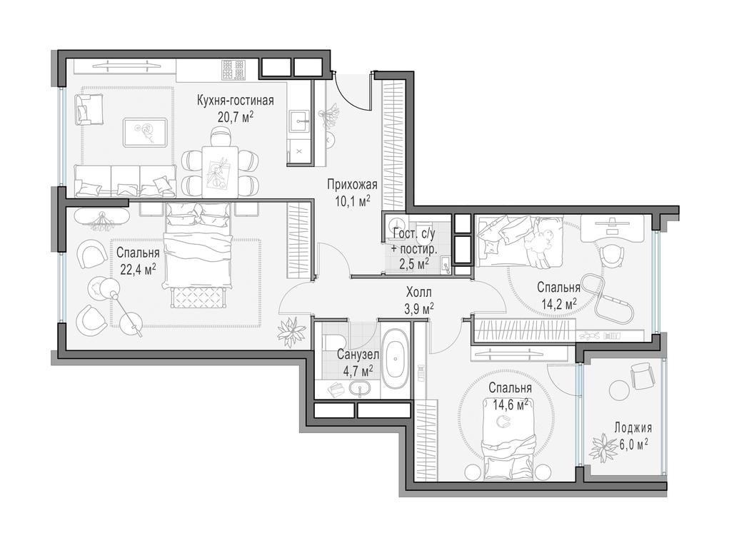 2-BD Apartment Sale, 99.3 sq. m. at Foriver, Simonovskaya Embankment, 3к1, Moscow, Russia #1 2-BD Apartment Sale, 99.3 sq. m. at Foriver, Simonovskaya Embankment, 3к1, Moscow, Russia #1