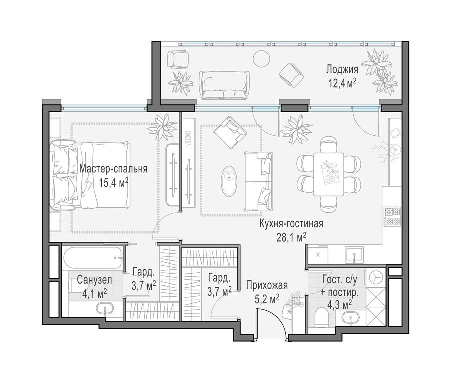 2-BD Apartment Sale, 72平方米 at Foriver, Simonovskaya Embankment, 3к1, Moscow, Russia #1 2-BD Apartment Sale, 72平方米 at Foriver, Simonovskaya Embankment, 3к1, Moscow, Russia #1