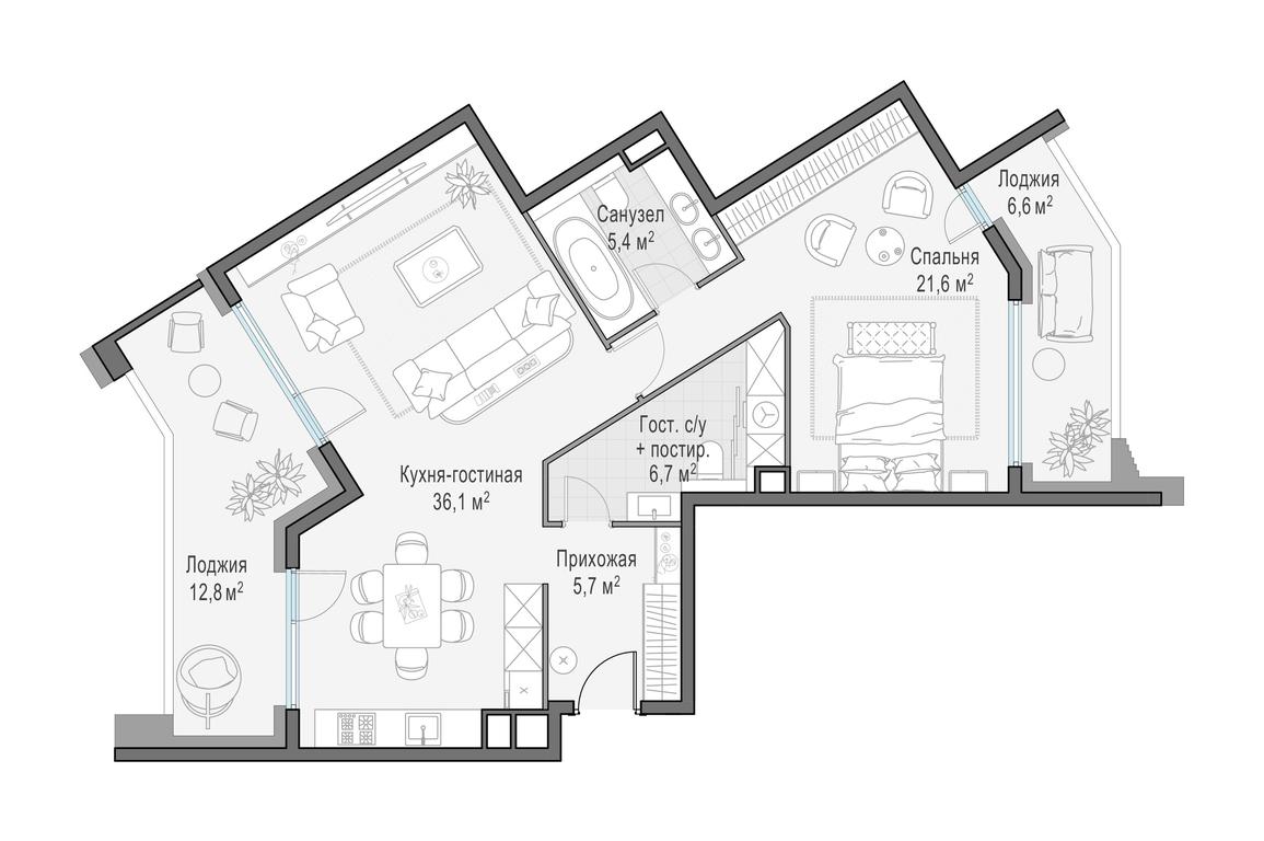 1-BD Apartment Sale, 85.7 sq. m. at Foriver, Simonovskaya Embankment, 3к1, Moscow, Russia #1 1-BD Apartment Sale, 85.7 sq. m. at Foriver, Simonovskaya Embankment, 3к1, Moscow, Russia #1
