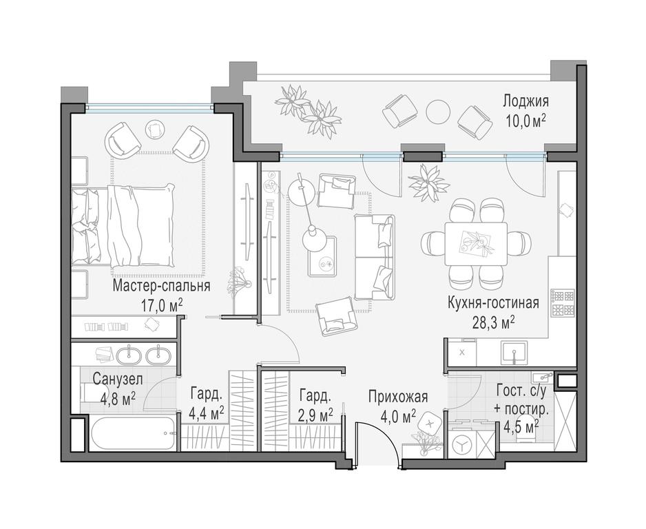 2-BD Apartment Sale, 71.5 sq. m. at Foriver, Simonovskaya Embankment, 3к1, Moscow, Russia #1 2-BD Apartment Sale, 71.5 sq. m. at Foriver, Simonovskaya Embankment, 3к1, Moscow, Russia #1