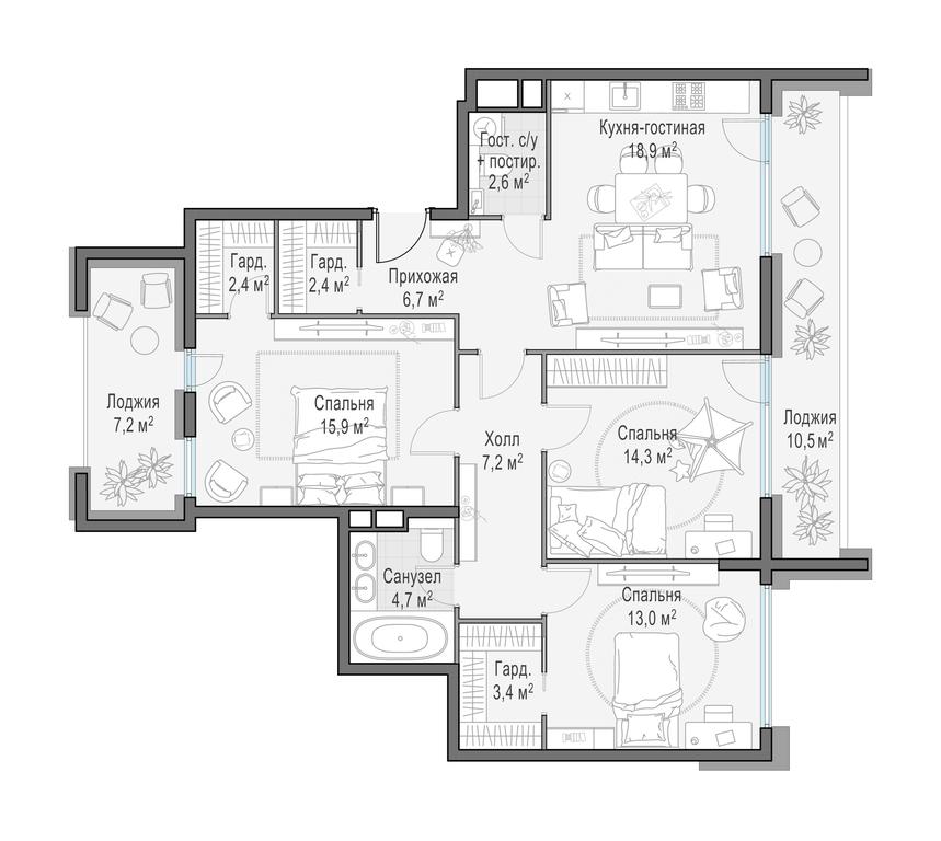 2-BD Apartment Sale, 101.4 sq. m. at Foriver, Simonovskaya Embankment, 3к1, Moscow, Russia #1 2-BD Apartment Sale, 101.4 sq. m. at Foriver, Simonovskaya Embankment, 3к1, Moscow, Russia #1