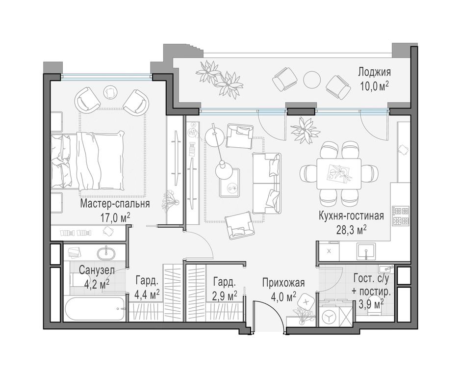 2-BD Apartment Sale, 70.6 sq. m. at Foriver, Simonovskaya Embankment, 3к1, Moscow, Russia #1 2-BD Apartment Sale, 70.6 sq. m. at Foriver, Simonovskaya Embankment, 3к1, Moscow, Russia #1