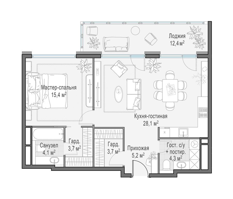 2-BD Apartment Sale, 72.1 sq. m. at Foriver, Simonovskaya Embankment, 3к1, Moscow, Russia #1 2-BD Apartment Sale, 72.1 sq. m. at Foriver, Simonovskaya Embankment, 3к1, Moscow, Russia #1