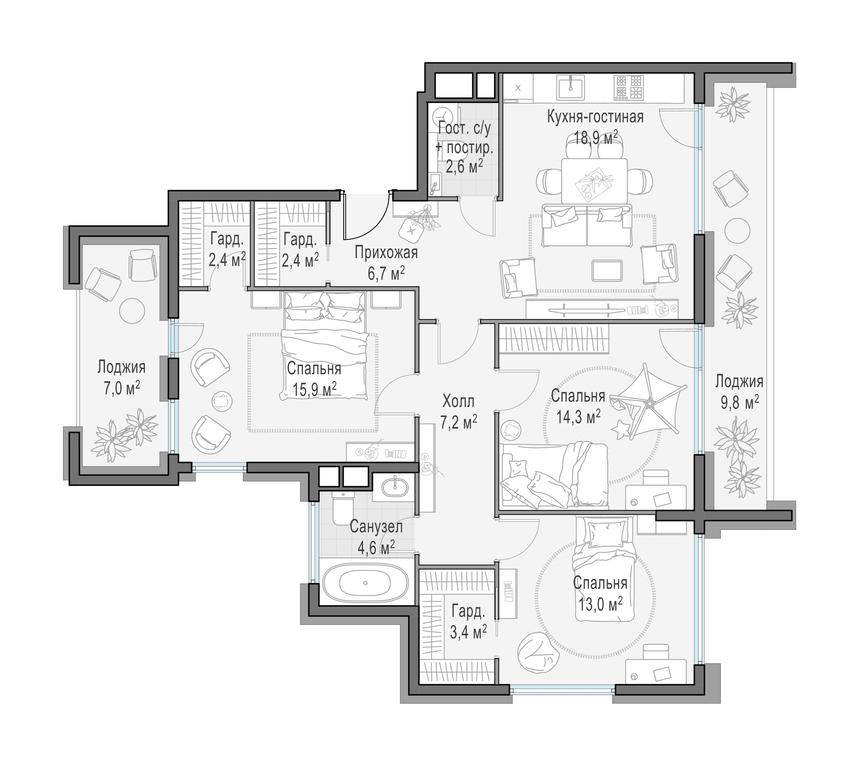 2-BD Apartment Sale, 101.2平方米 at Foriver, Simonovskaya Embankment, 3к1, Moscow, Russia #1 2-BD Apartment Sale, 101.2平方米 at Foriver, Simonovskaya Embankment, 3к1, Moscow, Russia #1