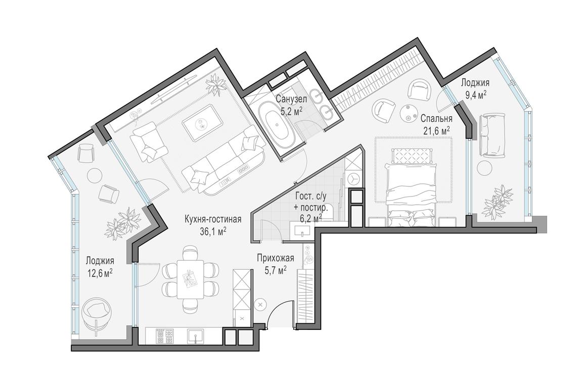 2-BD Apartment Sale, 86.5平方米 at Foriver, Simonovskaya Embankment, 3к1, Moscow, Russia #1 2-BD Apartment Sale, 86.5平方米 at Foriver, Simonovskaya Embankment, 3к1, Moscow, Russia #1