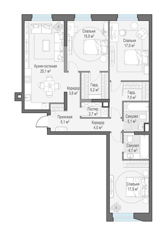 2-BD Apartment Sale, 113.3 sq. m. at Foriver, Simonovskaya Embankment, 3к1, Moscow, Russia #1 2-BD Apartment Sale, 113.3 sq. m. at Foriver, Simonovskaya Embankment, 3к1, Moscow, Russia #1