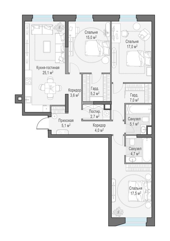 2-BD Apartment Sale, 113.2 sq. m. at Foriver, Simonovskaya Embankment, 3к1, Moscow, Russia #1 2-BD Apartment Sale, 113.2 sq. m. at Foriver, Simonovskaya Embankment, 3к1, Moscow, Russia #1