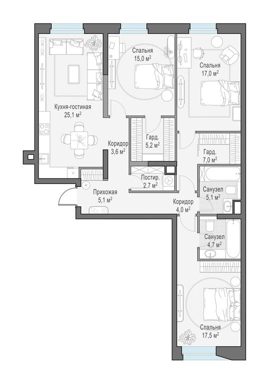 2-BD Apartment Sale, 112.9 sq. m. at Foriver, Simonovskaya Embankment, 3к1, Moscow, Russia #1 2-BD Apartment Sale, 112.9 sq. m. at Foriver, Simonovskaya Embankment, 3к1, Moscow, Russia #1