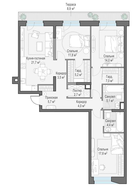 2-BD Apartment Sale, 107 sq. m. at Foriver, Simonovskaya Embankment, 3к1, Moscow, Russia #1 2-BD Apartment Sale, 107 sq. m. at Foriver, Simonovskaya Embankment, 3к1, Moscow, Russia #1