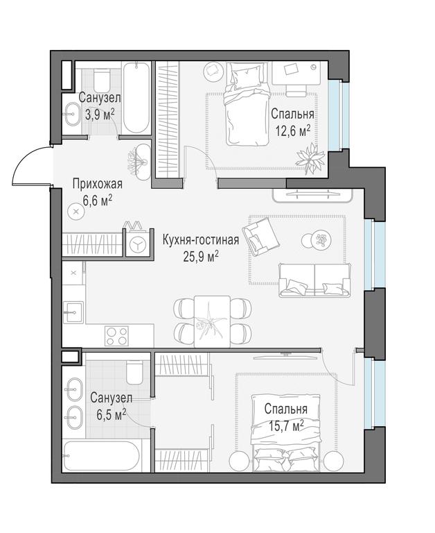 1-BD Apartment Sale, 71.5 sq. m. at Foriver, Simonovskaya Embankment, 3к1, Moscow, Russia #1 1-BD Apartment Sale, 71.5 sq. m. at Foriver, Simonovskaya Embankment, 3к1, Moscow, Russia #1