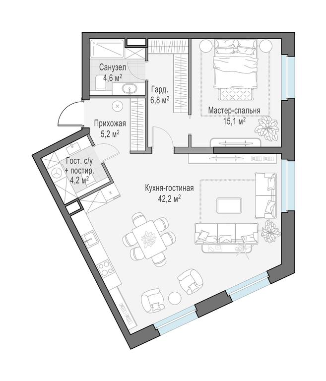 1-BD Apartment Sale, 78.7 sq. m. at Foriver, Simonovskaya Embankment, 3к1, Moscow, Russia #1 1-BD Apartment Sale, 78.7 sq. m. at Foriver, Simonovskaya Embankment, 3к1, Moscow, Russia #1