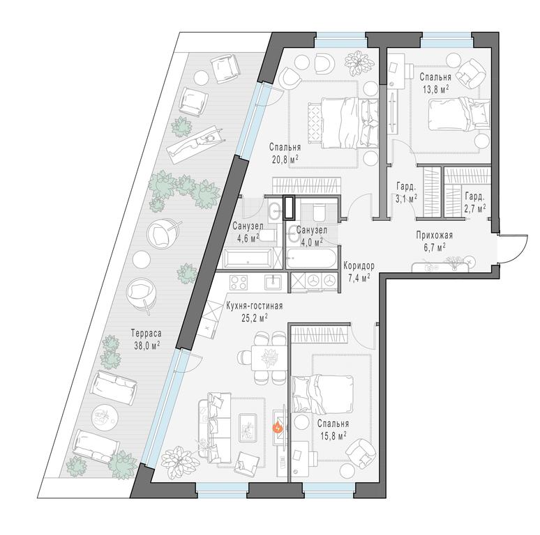 2-BD Apartment Sale, 116.4 sq. m. at Foriver, Simonovskaya Embankment, 3к1, Moscow, Russia #1 2-BD Apartment Sale, 116.4 sq. m. at Foriver, Simonovskaya Embankment, 3к1, Moscow, Russia #1