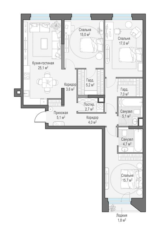 2-BD Apartment Sale, 112.4 sq. m. at Foriver, Simonovskaya Embankment, 3к1, Moscow, Russia #1 2-BD Apartment Sale, 112.4 sq. m. at Foriver, Simonovskaya Embankment, 3к1, Moscow, Russia #1