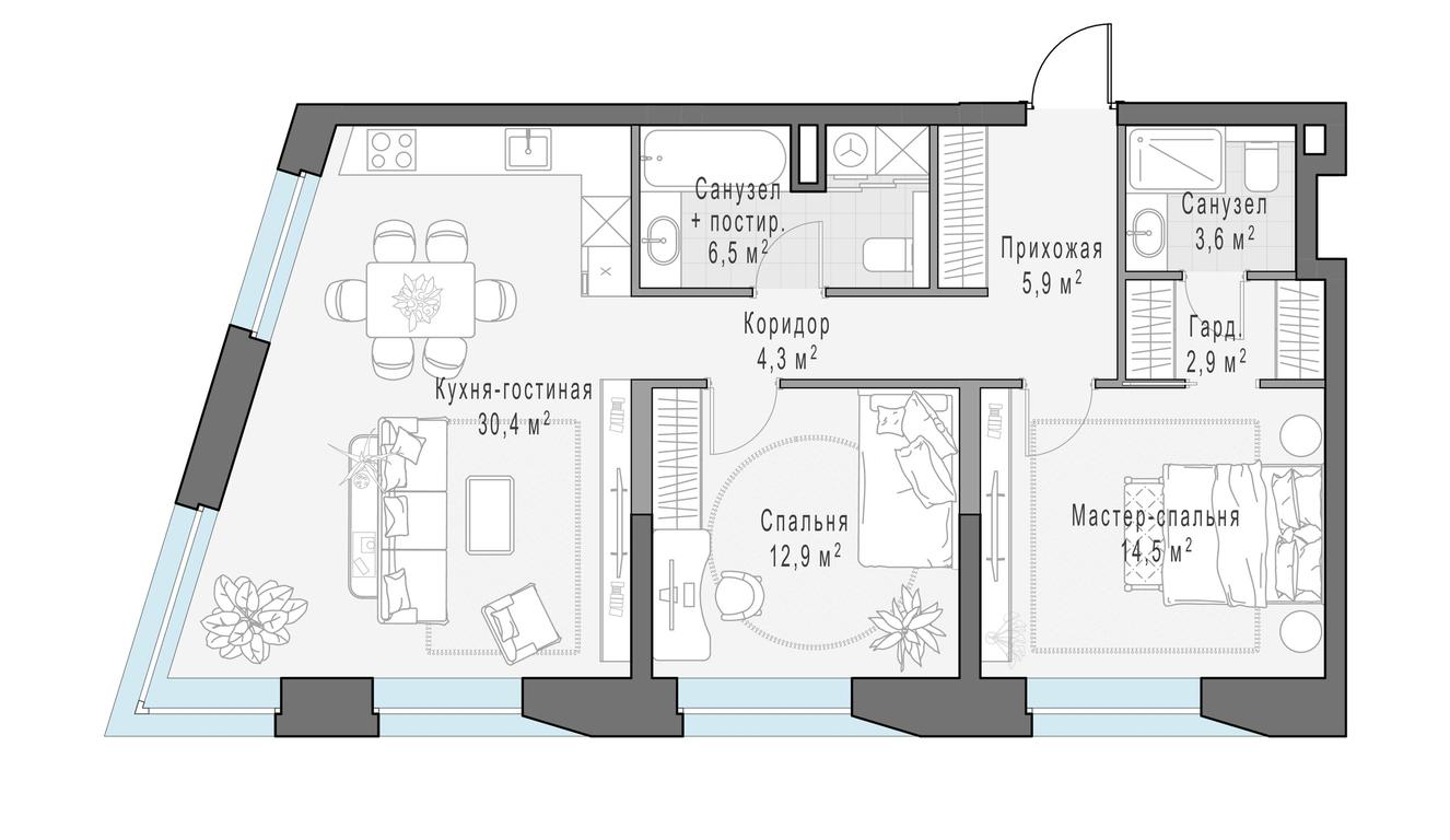 2-BD Apartment Sale, 81.4 sq. m. at Foriver, Simonovskaya Embankment, 3к1, Moscow, Russia #1 2-BD Apartment Sale, 81.4 sq. m. at Foriver, Simonovskaya Embankment, 3к1, Moscow, Russia #1