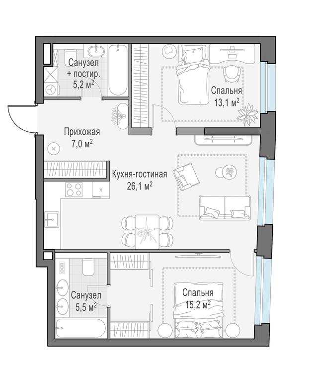 1-BD Apartment Sale, 72.2 sq. m. at Foriver, Simonovskaya Embankment, 3к1, Moscow, Russia #1 1-BD Apartment Sale, 72.2 sq. m. at Foriver, Simonovskaya Embankment, 3к1, Moscow, Russia #1
