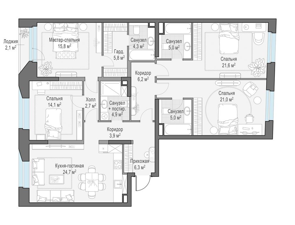 3-BD Apartment Sale, 143.7平方米 at Foriver, Simonovskaya Embankment, 3к1, Moscow, Russia #1 3-BD Apartment Sale, 143.7平方米 at Foriver, Simonovskaya Embankment, 3к1, Moscow, Russia #1