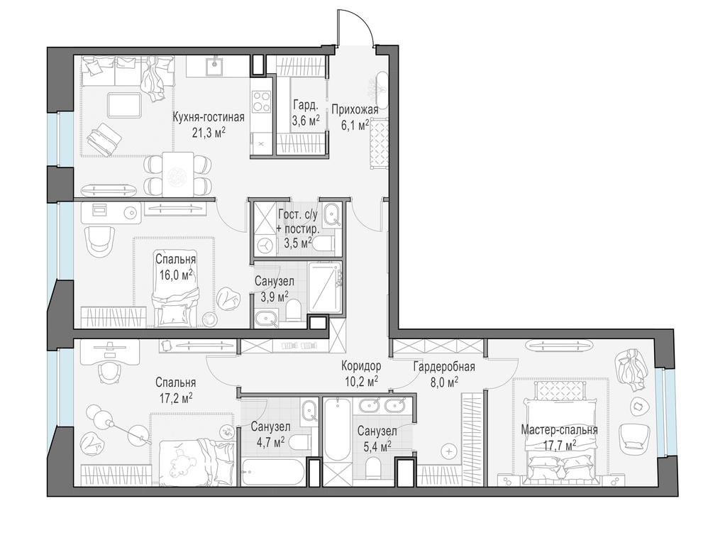 2-BD Apartment Sale, 119.8平方米 at Foriver, Simonovskaya Embankment, 3к1, Moscow, Russia #1 2-BD Apartment Sale, 119.8平方米 at Foriver, Simonovskaya Embankment, 3к1, Moscow, Russia #1