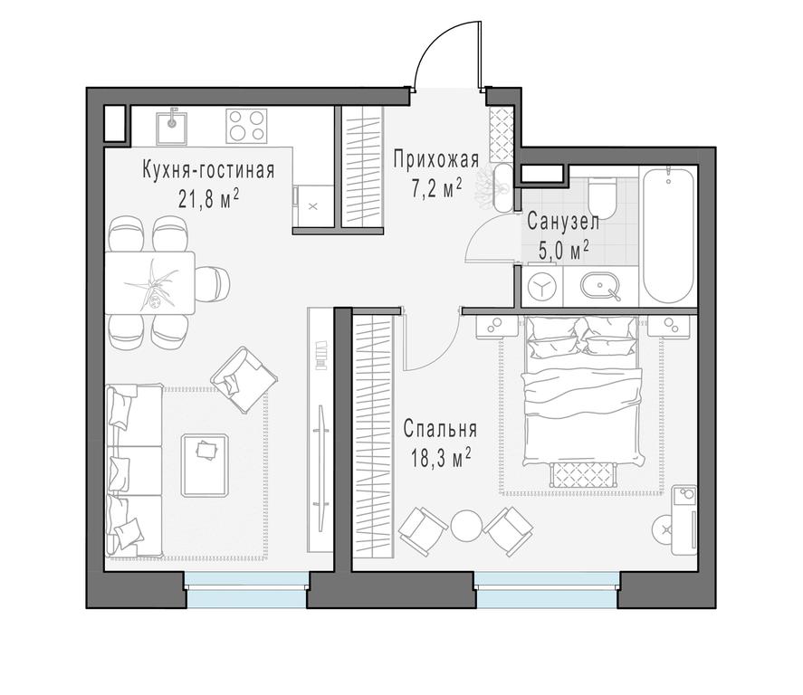 1-BD Apartment Sale, 52.1 sq. m. at Foriver, Simonovskaya Embankment, 3к1, Moscow, Russia #1 1-BD Apartment Sale, 52.1 sq. m. at Foriver, Simonovskaya Embankment, 3к1, Moscow, Russia #1