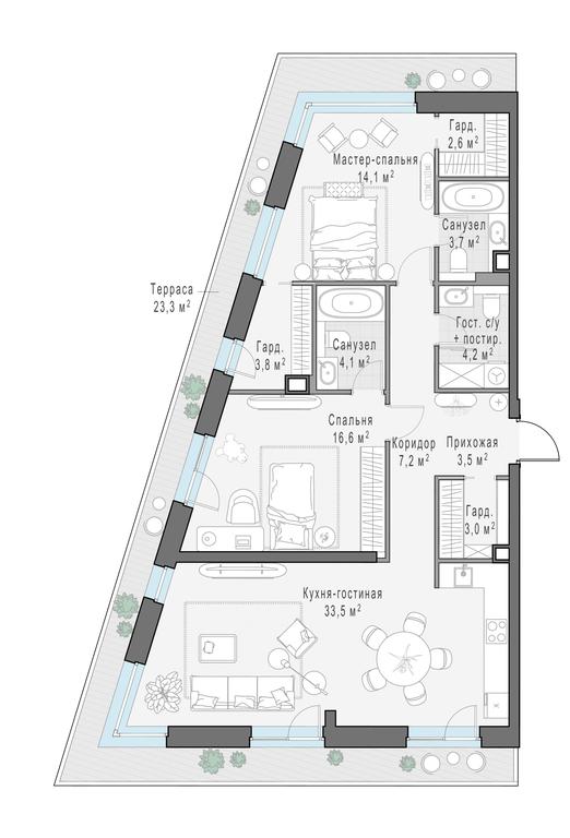 2-BD Apartment Sale, 103.8平方米 at Foriver, Simonovskaya Embankment, 3к1, Moscow, Russia #1 2-BD Apartment Sale, 103.8平方米 at Foriver, Simonovskaya Embankment, 3к1, Moscow, Russia #1