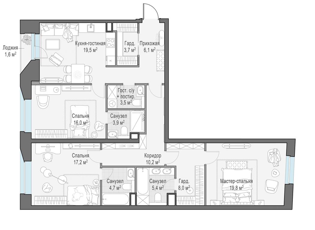 2-BD Apartment Sale, 119.9 sq. m. at Foriver, Simonovskaya Embankment, 3к1, Moscow, Russia #1 2-BD Apartment Sale, 119.9 sq. m. at Foriver, Simonovskaya Embankment, 3к1, Moscow, Russia #1